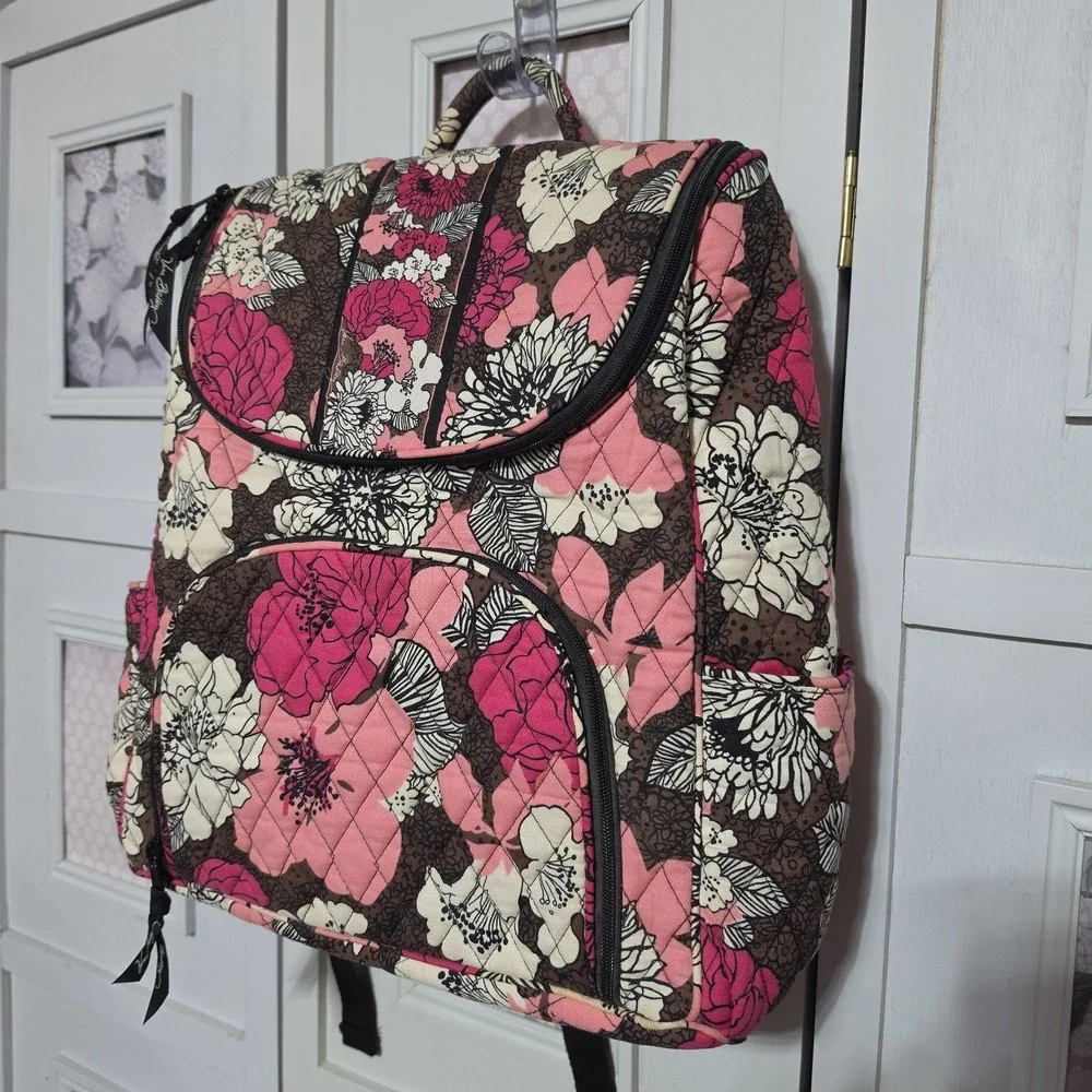 Vera Bradley Double Zip Backpack in RETIRED Mocha Rouge Pattern NWT
